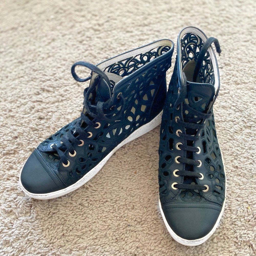 AUTHENTIC CHANEL Laser Cut High Top Chanel